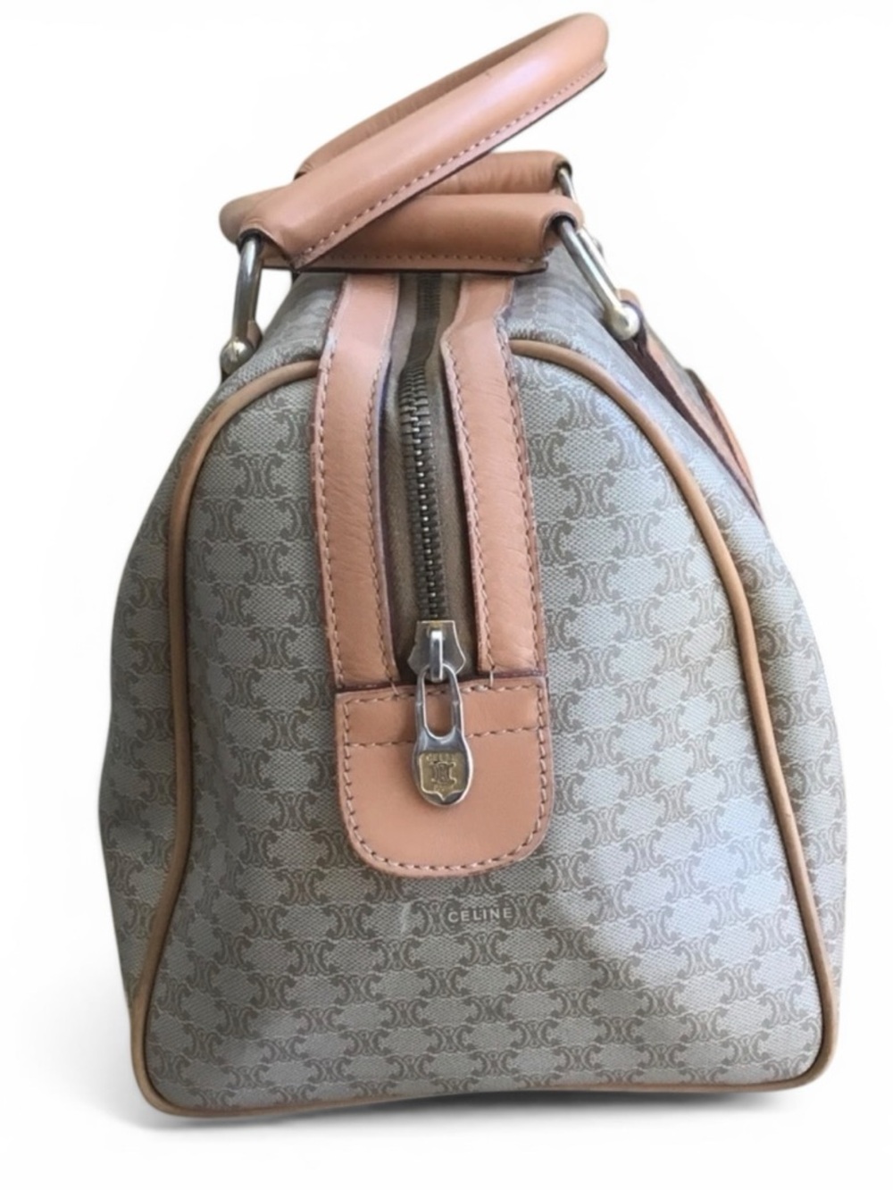 Auth Celine vintage Beige macadam classic coated canvas large boston bag - Picture 2 of 6